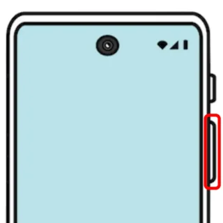 Androidスマートフォン→音量調節ボタン（音量を上げる／下げる）