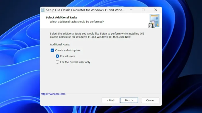 Windows 11→インストール→Classic Calculator→デスクトップのショートカット