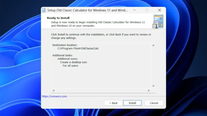 Windows 11→インストール→Classic Calculator→インストール