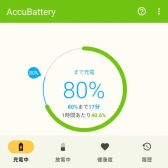 Androidアプリ→AccuBattery→充電中
