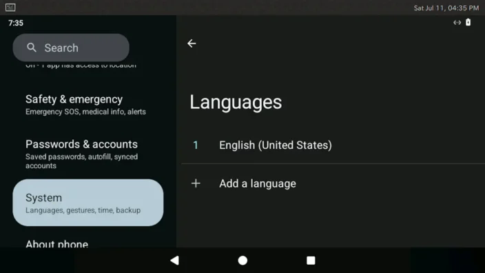 Linux Mint→Weston→Waydroid→設定→Languages