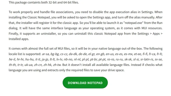 Web→Windows 7 Games for Windows 11 and Windows 10→Old Classic Notepad for Windows 11