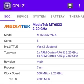 Androidアプリ→CPU-Z→SoC→AQUOS wish4