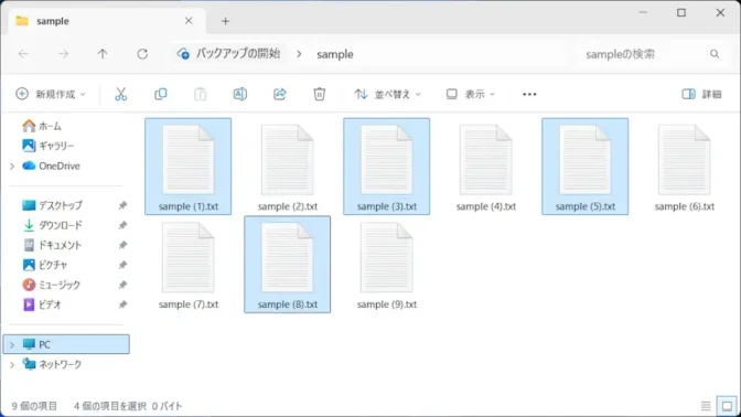 Windows 11→エクスプローラー→1つずつ