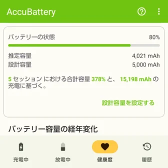 Androidアプリ→AccuBattery→バッテリーの状態