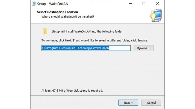 Windows 10→インストール→Aquila WakeOnLAN